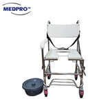 MEDPRO™ Stainless Steel Deluxe U-Shape Height Adjustable Mobile Commode Chair
