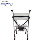 MEDPRO™ Stainless Steel Deluxe U-Shape Height Adjustable Mobile Commode Chair