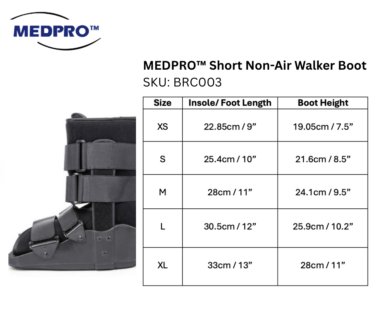MEDPRO™ Short Non-Air Walker Boot for Mild Injury, Heel Pain, Toe Frac