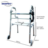 MEDPRO™ NEW Style Foldable Walking Frame / Rollator Walker + Wide Chair Seat with Adjustable Height Full Set[Fall Prevention for Elderly]