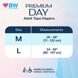 BW Premium Day Adult Diaper (Day Use) – M & L