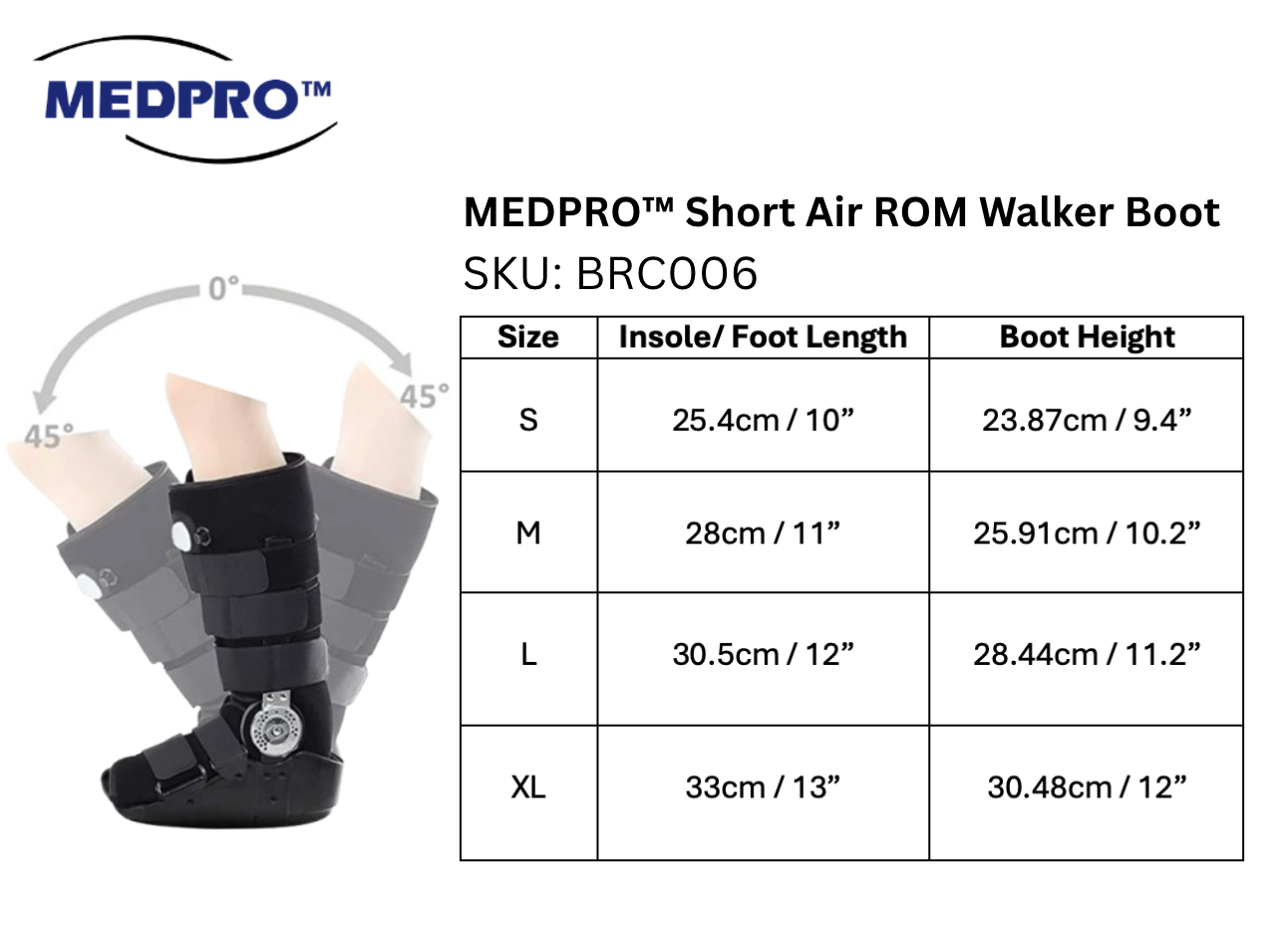 MEDPRO™ Short Air Compression Range of Motions Walker Boot For Ankle F