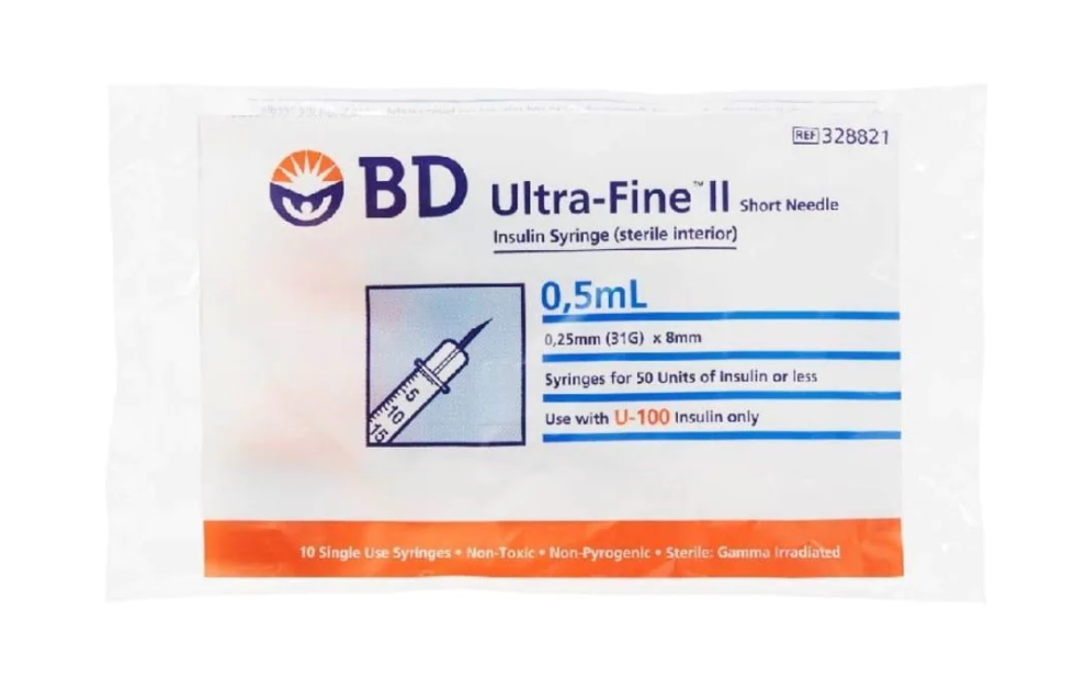 BD Ultra-FineTM Insulin Syringe 0.5ml (50units of insulin or less