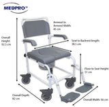 Deluxe Padded Mobile Toilet Commode Chair - MEDPRO™ Medical Supplies